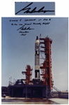 Gordon Cooper Signed 8 x 10 Photo of the Gemini 5 Launchpad Before Our Record Breaking Flight